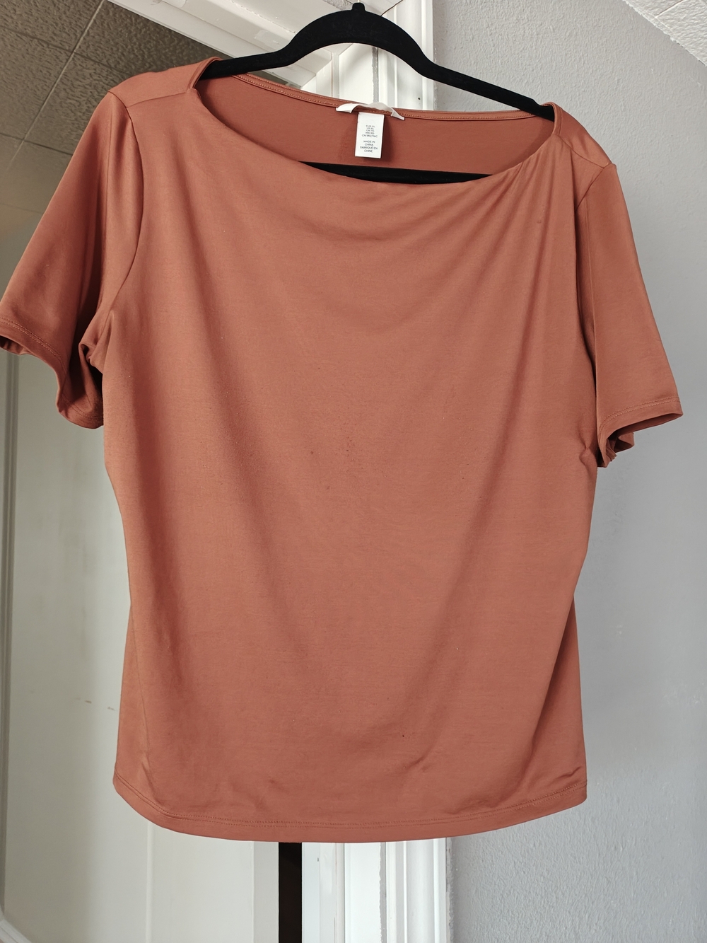 H&M Rust Orange Short Sleeve Boatneck Top